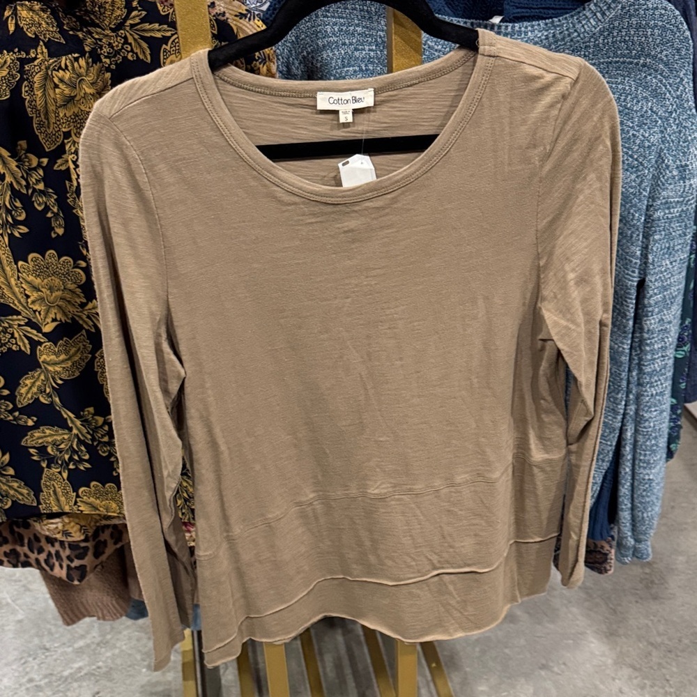 Cotton Blue Women's Long Sleeve Top - Brown